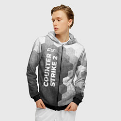 Толстовка 3D на молнии мужская Counter Strike 2 - grey gradient по-вертикали, цвет: 3D-черный — фото 2