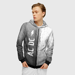 Толстовка 3D на молнии мужская AC DC - grey gradient по-вертикали, цвет: 3D-черный — фото 2