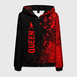 Толстовка 3D на молнии мужская Queen - red gradient по-вертикали, цвет: 3D-черный
