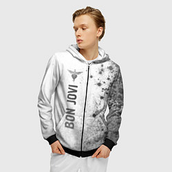 Толстовка 3D на молнии мужская Bon Jovi - white gradient по-вертикали, цвет: 3D-черный — фото 2