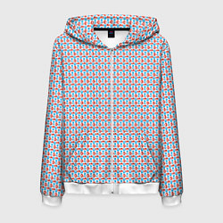 Толстовка 3D на молнии мужская Красно-синие фигуры на белом фоне, цвет: 3D-белый