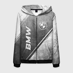 Толстовка 3D на молнии мужская BMW - grey gradient вертикально, цвет: 3D-черный