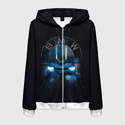 Толстовка 3D на молнии мужская BMW на мосту, цвет: 3D-белый