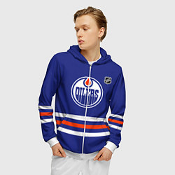Толстовка 3D на молнии мужская Эдмонтон Ойлерз хоккей, цвет: 3D-белый — фото 2