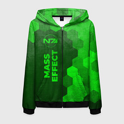 Мужская толстовка на молнии Mass Effect - green gradient по-вертикали