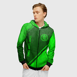 Толстовка 3D на молнии мужская Three Days Grace - green gradient вертикально, цвет: 3D-черный — фото 2
