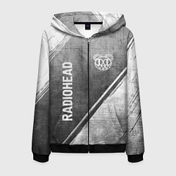 Толстовка 3D на молнии мужская Radiohead - grey gradient вертикально, цвет: 3D-черный