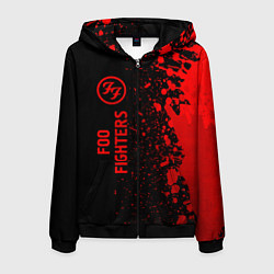 Толстовка 3D на молнии мужская Foo Fighters - red gradient по-вертикали, цвет: 3D-черный