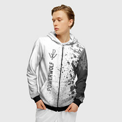 Толстовка 3D на молнии мужская Powerwolf - white gradient по-вертикали, цвет: 3D-черный — фото 2