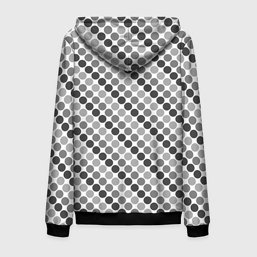 Мужская толстовка на молнии Черный и серый горох на белом фоне / 3D-Черный – фото 2