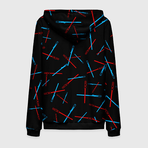 Мужская толстовка на молнии Паттерн из световых мечей / 3D-Черный – фото 2