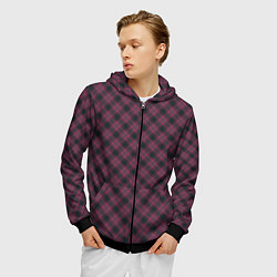 Толстовка 3D на молнии мужская Tartan, цвет: 3D-черный — фото 2