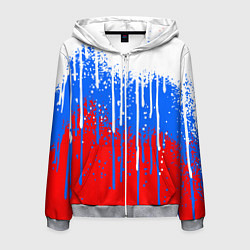 Толстовка 3D на молнии мужская Патриот - флаг, цвет: 3D-меланж