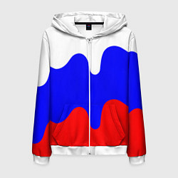 Толстовка 3D на молнии мужская Патриот - флаг, цвет: 3D-белый