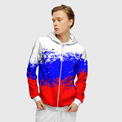 Толстовка 3D на молнии мужская Патриот - флаг, цвет: 3D-белый — фото 2