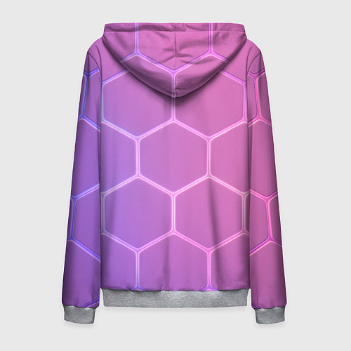 Мужская толстовка на молнии Розовые неоновые соты / 3D-Меланж – фото 2