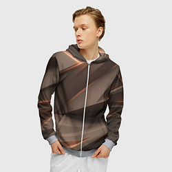 Толстовка 3D на молнии мужская Кофейная объемная текстура, цвет: 3D-меланж — фото 2