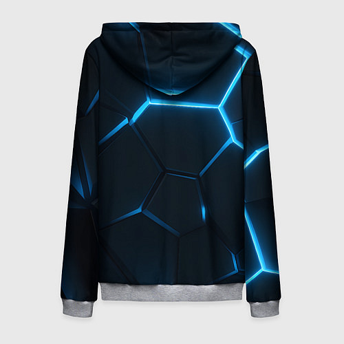 Мужская толстовка на молнии Черные плиты с синим светом / 3D-Меланж – фото 2