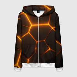 Толстовка 3D на молнии мужская Оранжевое свечение текстура, цвет: 3D-белый
