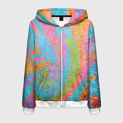 Мужская толстовка на молнии Абстракция - multicolored curves