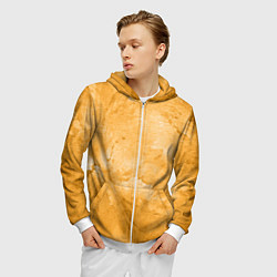 Толстовка 3D на молнии мужская Абстракция - bright yellow, цвет: 3D-белый — фото 2