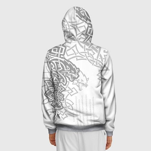 Мужская толстовка на молнии Волки спутники Одина / 3D-Меланж – фото 4