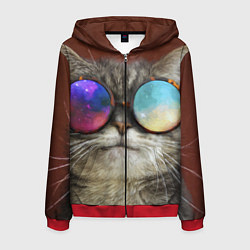 Мужская толстовка на молнии A Cat with multicolored glasses