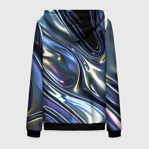 Мужская толстовка на молнии Серебро жидкий металл / 3D-Черный – фото 2