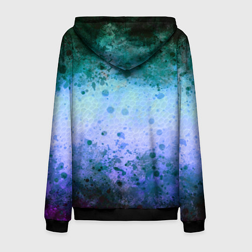 Мужская толстовка на молнии Абстракция - blue-green acid / 3D-Черный – фото 2