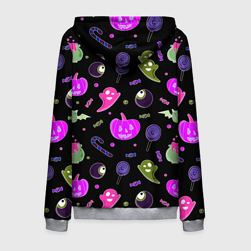 Мужская толстовка на молнии Halloween pink black pumpkin / 3D-Меланж – фото 2