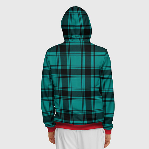 Мужская толстовка на молнии Checkered dark blue / 3D-Красный – фото 4