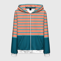 Мужская толстовка на молнии Полосатый мандариновый морской рассвет