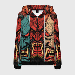 Толстовка 3D на молнии мужская Demons Oni - neuroart, цвет: 3D-черный