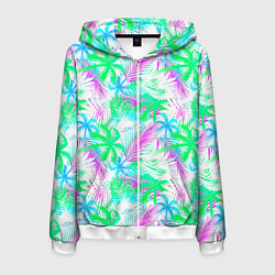 Толстовка 3D на молнии мужская Palm green light blue, цвет: 3D-белый
