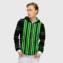 Толстовка 3D на молнии мужская Neon green, цвет: 3D-белый — фото 2