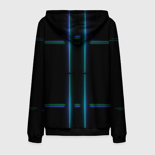 Мужская толстовка на молнии Color black green blue lines / 3D-Черный – фото 2
