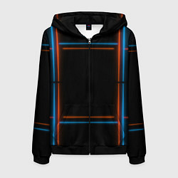 Толстовка 3D на молнии мужская Neon black red blue, цвет: 3D-черный