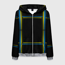 Толстовка 3D на молнии мужская Neon yellow blue, цвет: 3D-меланж