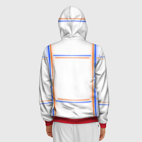 Мужская толстовка на молнии Neon white orange blue / 3D-Красный – фото 4