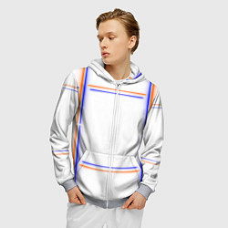 Толстовка 3D на молнии мужская Neon white orange light blue, цвет: 3D-меланж — фото 2