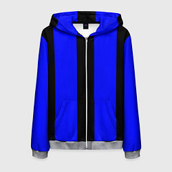 Толстовка 3D на молнии мужская Color blue black stripes, цвет: 3D-меланж