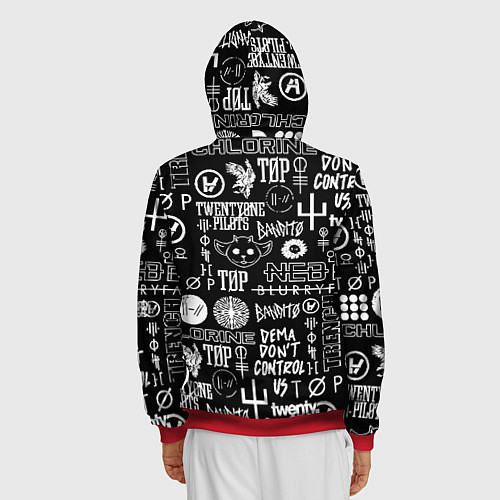 Мужская толстовка на молнии Twenty one pilots rock logo / 3D-Красный – фото 4