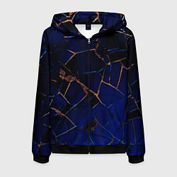 Мужская толстовка на молнии Тёмный синий абстракция битые плиты