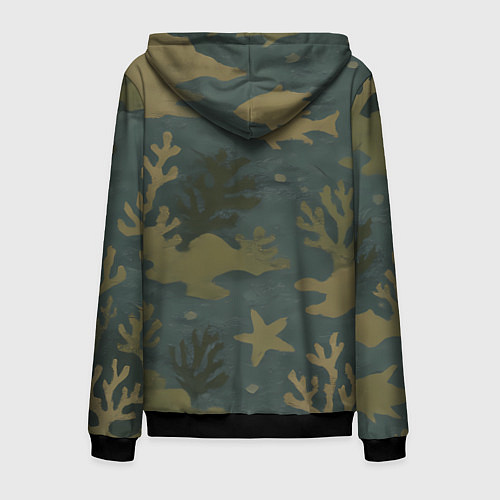 Мужская толстовка на молнии Подводный камуфляж из рыб / 3D-Черный – фото 2