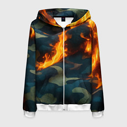 Мужская толстовка на молнии Огонь на камуфляжной ткани