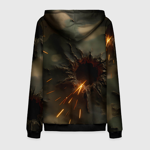 Мужская толстовка на молнии Следы от пуль на камуфляже / 3D-Черный – фото 2