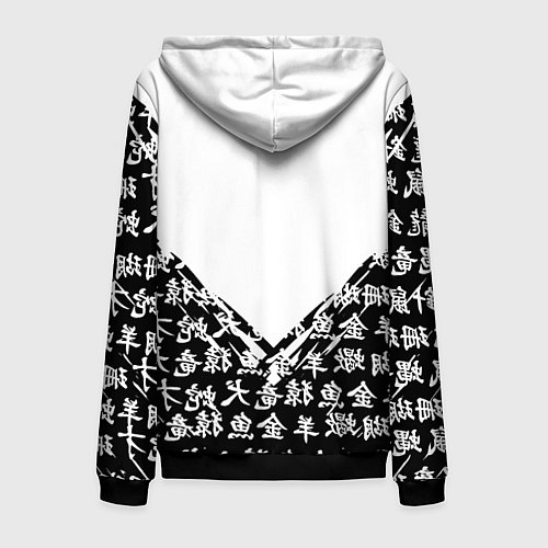 Мужская толстовка на молнии Doom японские символы / 3D-Черный – фото 2