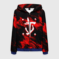 Толстовка 3D на молнии мужская Doom красный огонь марса, цвет: 3D-синий