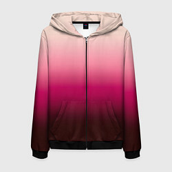 Толстовка 3D на молнии мужская Градиент transcendent pink омбре, цвет: 3D-черный