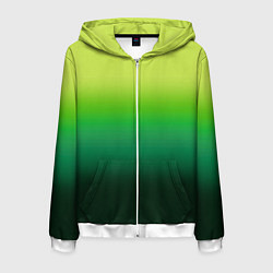 Толстовка 3D на молнии мужская Градиент укропное зеленое омбре, цвет: 3D-белый